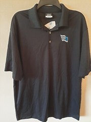 GOLF Nike Dri Fit Blue Line Rental Polo Shirt EMBROIDERED Black Large-Excel Cond