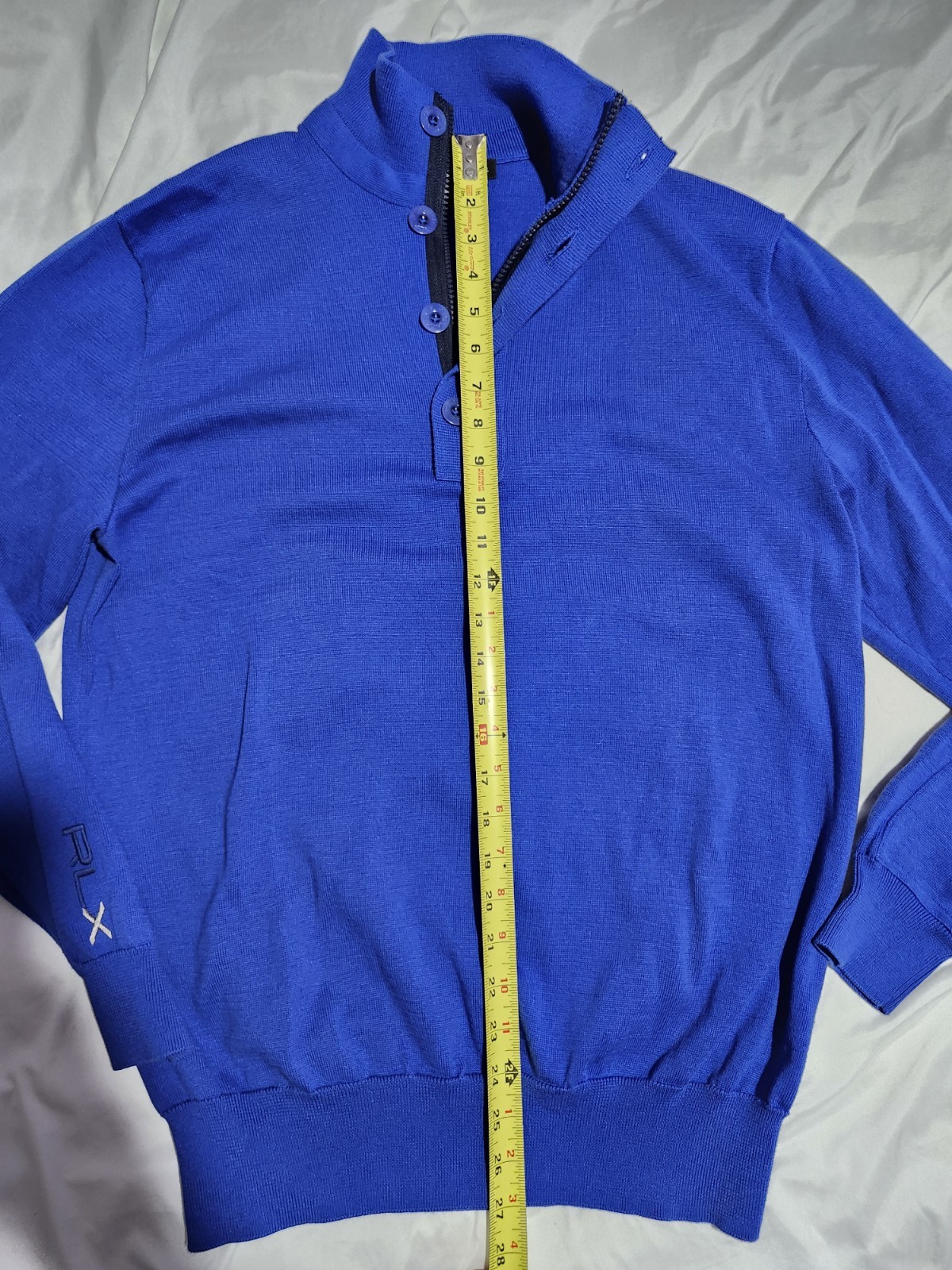 RLX Ralph Lauren Pullover Jacket Mens L Royal Blue 1/4 Zip Button Golf Stretch gallery