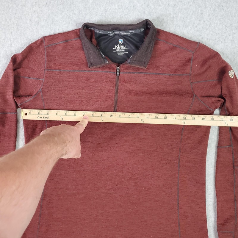 Kuhl Ryzer Pullover Mens Med Burnt Red 1/4 Zip Stretch Hiking Base Layer Knit gallery