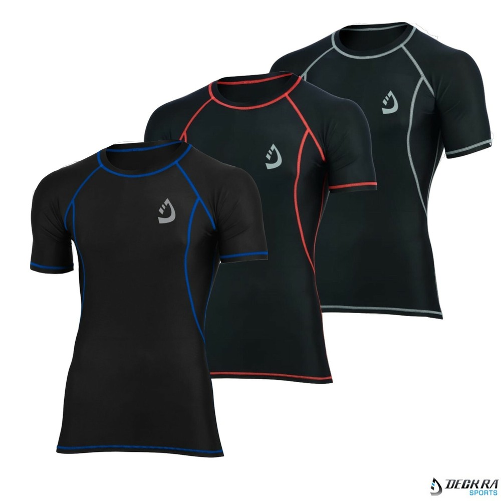 Deckra Mens Compression Base Layer Shirts Half Sleeves Gym, Yoga Armour Tights