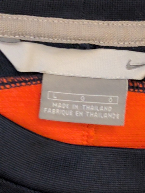 Nike Y2K Embroidered Swoosh Athletic Blue and Orange Crew Neck Tee Men’s Size L gallery