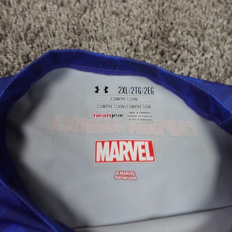 Captain America Under Armour Shirt Mens 2XL Compression Heat Gear Alter Ego gallery