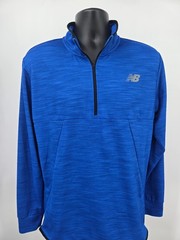 NEW BALANCE Pullover Large Blue 1/4 Zip Runner Long Sleeve Activewear Men