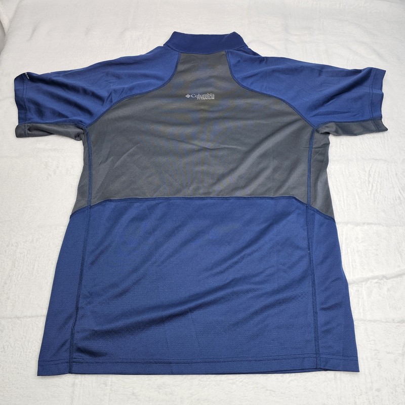 Columbia Titanium Omni-Freeze Zero Men's M Polo Shirt Short Sleeve 1/4 Zip Blue gallery
