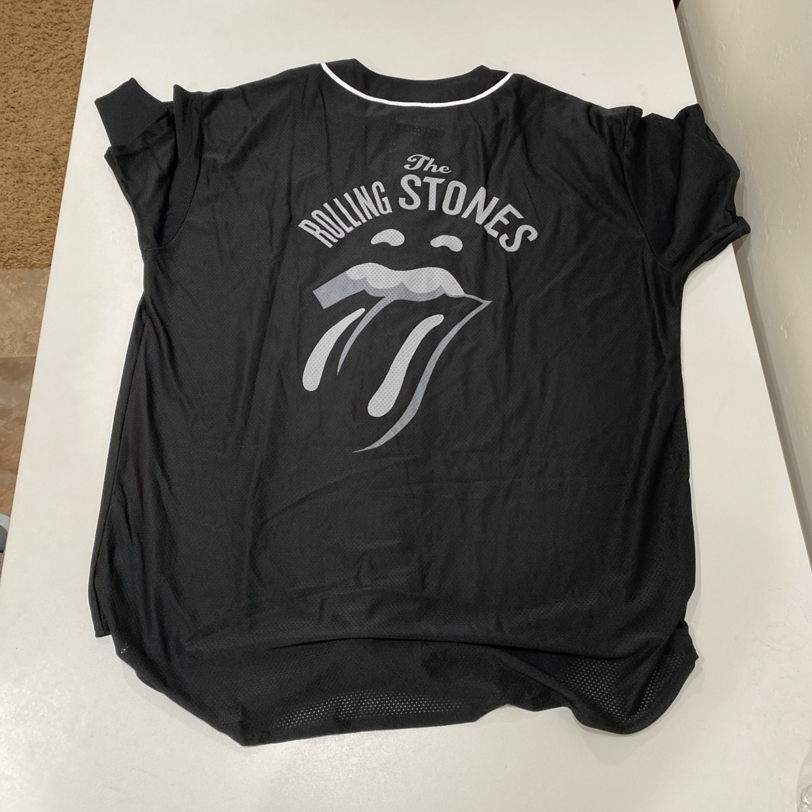 THE ROLLING STONES BLACK TONAL BASEBALL JERSEY SIZE 2X COLOR BLACK gallery