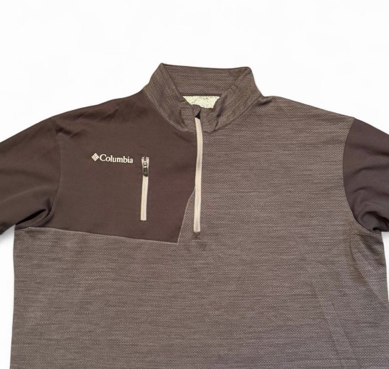 Columbia Golf Quarter Zip Pullover Mens XL Gray Brown Lightweight Long Sleeve gallery