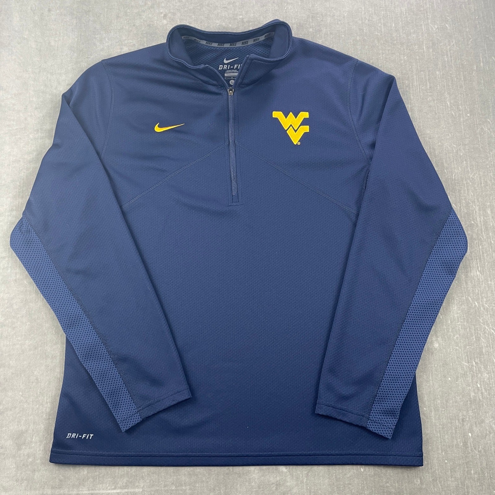 West Virginia Mountaineers Nike Men Large Navy Blue Dri-FIT Quarter Zip Pullover gallery