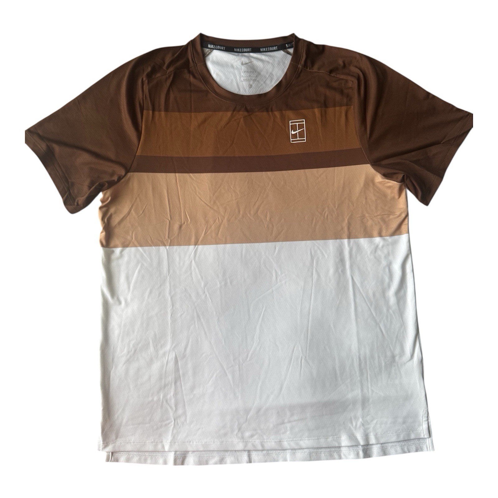 Nike Court Advantage Alcaraz Tennis Shirt Brown Cacao White FZ9845-259 Size S gallery