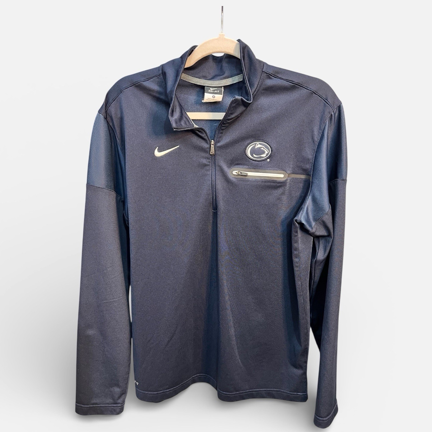 Nike Dri Fit Penn State Blue Long Sleeve Pullover 1/4 Zip Shirt Men’s Sz. Medium gallery
