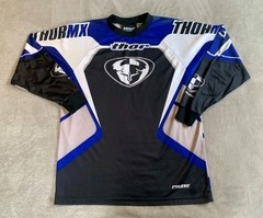 Vintage Thor Motocross Jersey Shirt Mens Large Blue Long Sleeve MX Racing XL