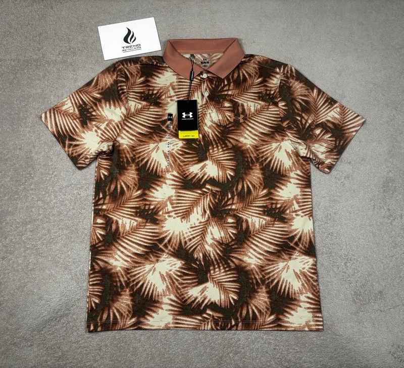 Under Armour Golf Matchplay All Over Print Polo Canyon Pink Men's M 1377377-696 gallery