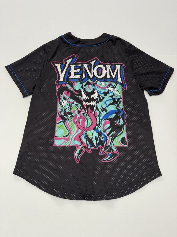 Venom Baseball Jersey Marvel Comics Mens Medium Black Graphic On Both Sides gallery