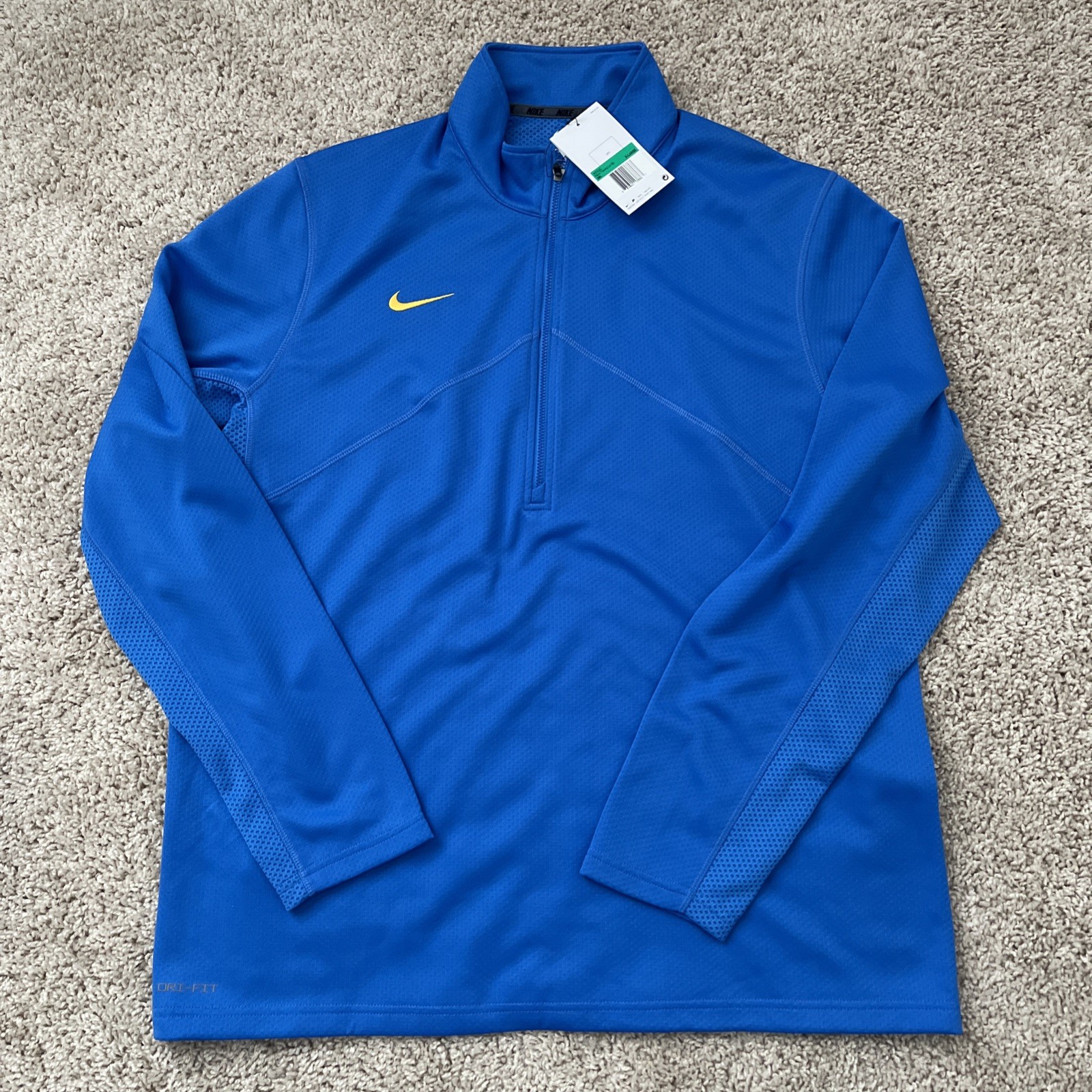 Mens Size XL- Nike Dri-Fit Training Pullover 1/4 Zip Signal Blue Yellow M53181 gallery
