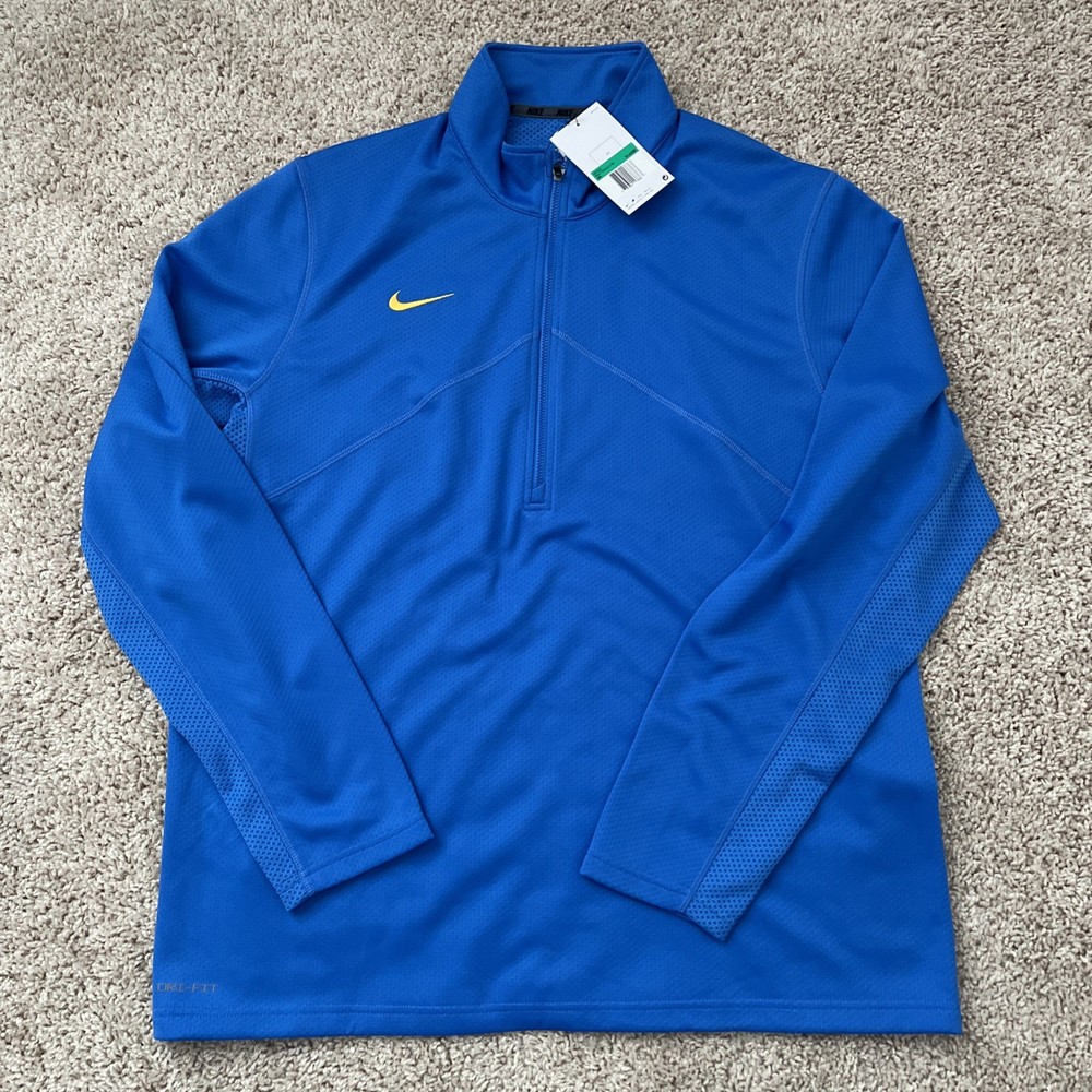 Mens Size XL- Nike Dri-Fit Training Pullover 1/4 Zip Signal Blue Yellow M53181