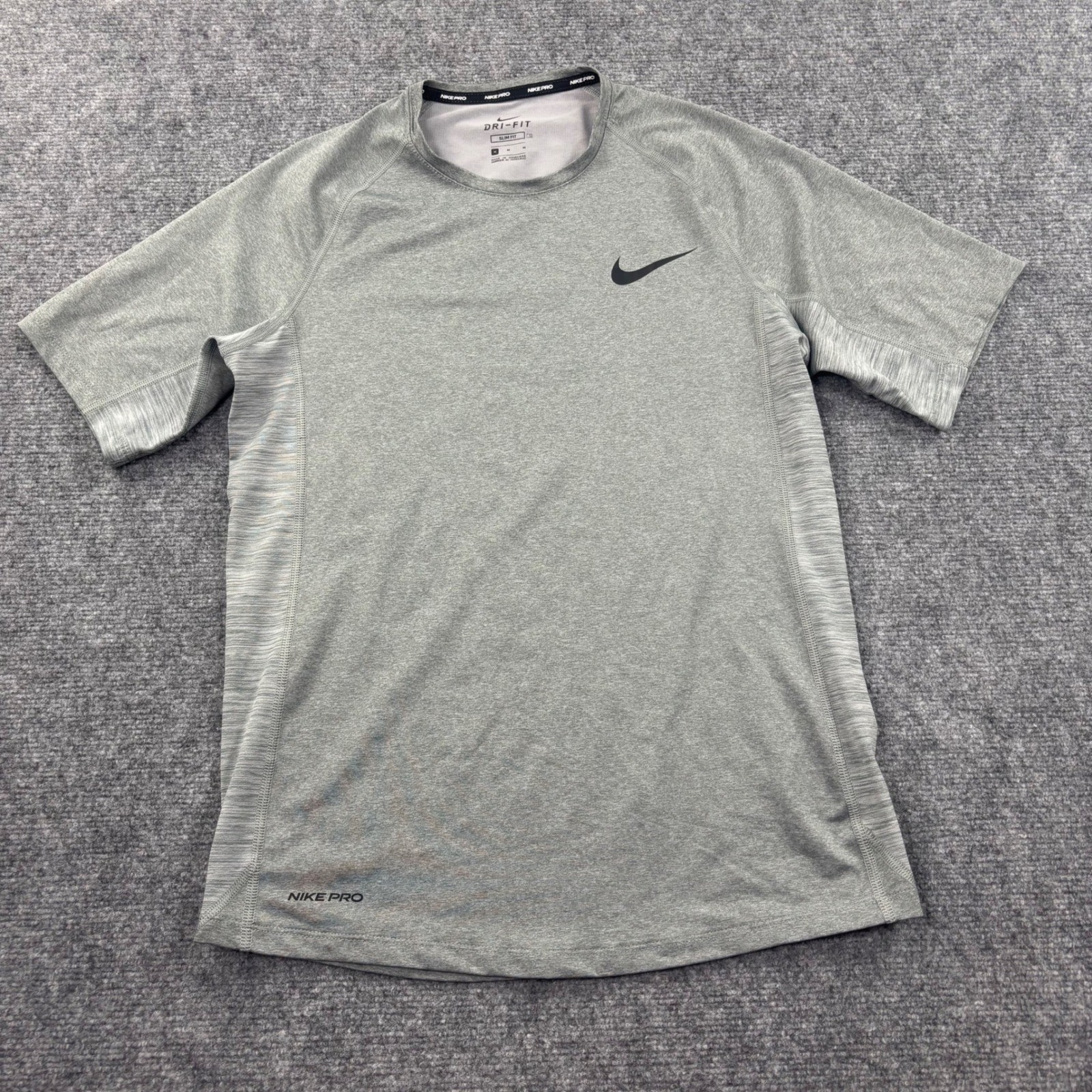 Nike Pro Dri-FIT T-Shirt Size Medium Gray Slim Fit Short Sleeve Men's gallery
