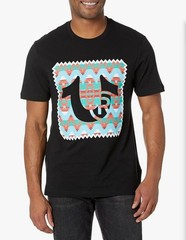 True Religion Mens Southwest Horseshoe Logo Graphic T-Shirt, Black, Medium