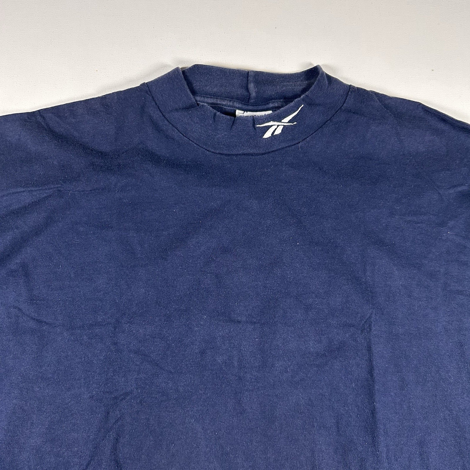 Vintage 90s Reebok Mens XL Oversize Shirt Long Sleeve Blue Mock Neck Made Canada gallery