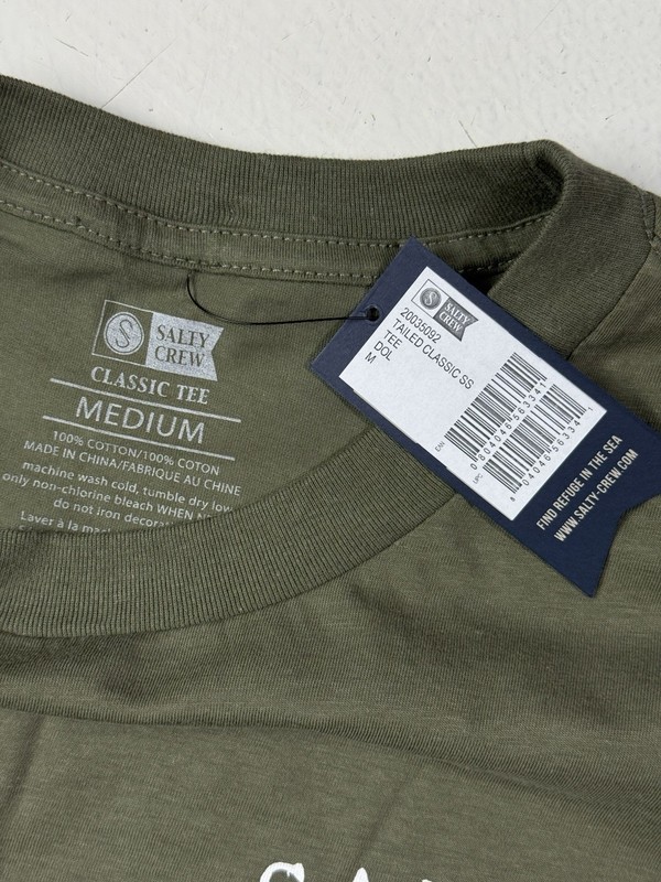 Salty Crew Chasing Tail Mens Size Medium Graphic T Shirt Olive Green New M NWT gallery