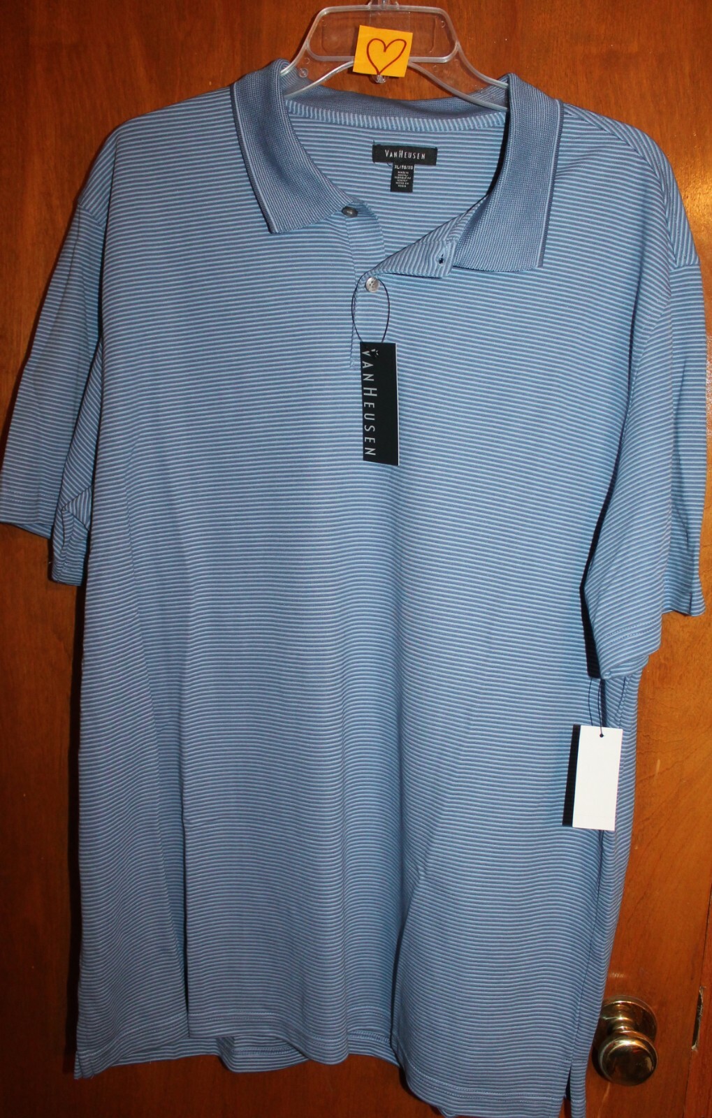 VAN HEUSEN Men's XL Performance GOLF/POLO SHIRT (Blue Stripe) New w/ Tags gallery