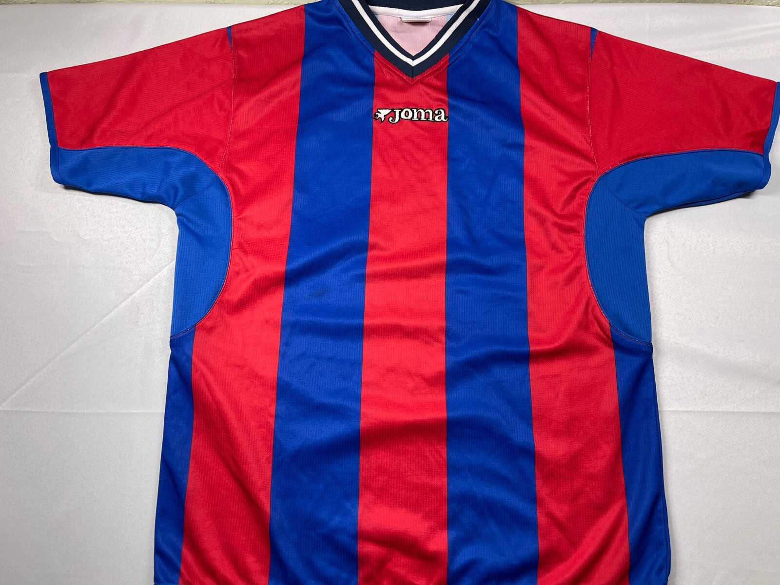 Joma Red Blue Striped Jersey Soccer XL Extra Large Mens V Neck gallery