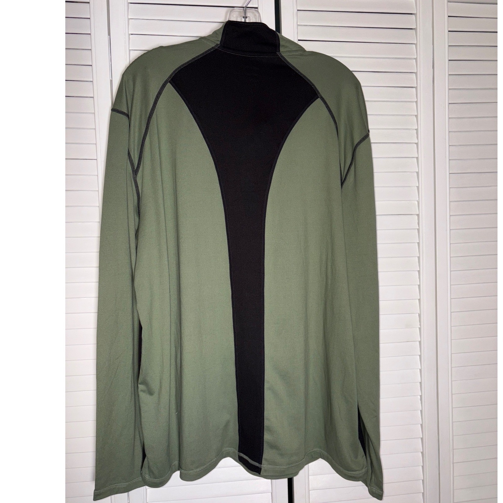 Reel Legends Mens Large Olive Green Black Quarter Zip Performance Pullover Shirt gallery