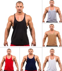 MENS PLAIN GYM VEST BODYBUILDING MUSCLE STRINGER VEST Y BACK RACERBACK LOT VEST