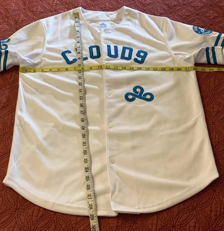 RARE Cloud9 Stratus White Button Baseball Jersey, Adult Small - Esports Gaming gallery