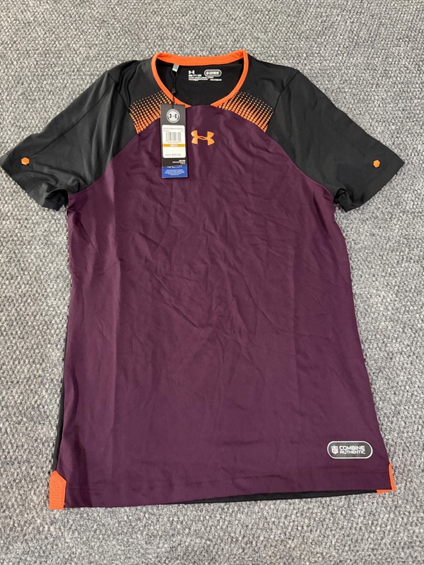 Under Armour Shirt Mens Small Purple Black NFL Combine HeatGear Fitted Football gallery