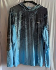 Habit Men’s Gray Blue Hooded Performance Layer Long Sleeve Shirt,L New *See Note
