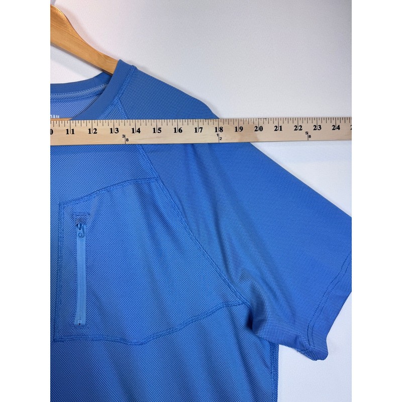 Lake & Trail Mens XL Blue Athletic Shirt Short Sleeve Zip Pocket Performance Tee gallery