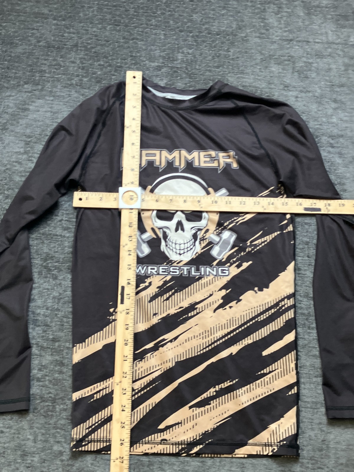Sleefs Rash Guard Shirt Mens Small Black Gold Hammer Wrestling Graphic Stretch gallery