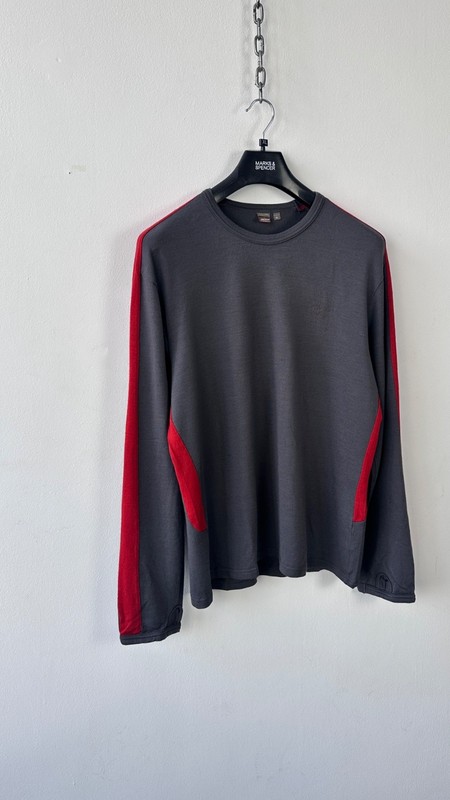 Mens Icebreaker 260 Bodyfit XL Merino Wool Base Layer Top Hiking Ski Gray Red gallery