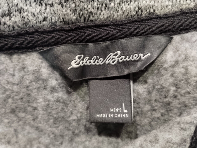 Eddie Bauer Men's Size Large Gray Long Sleeve Fleece 1/4 Snap Sweatshirt Sweater gallery