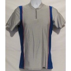 Cycling Wear Mens Large L Shirt Made USA Silver Gray Blue Red Performance