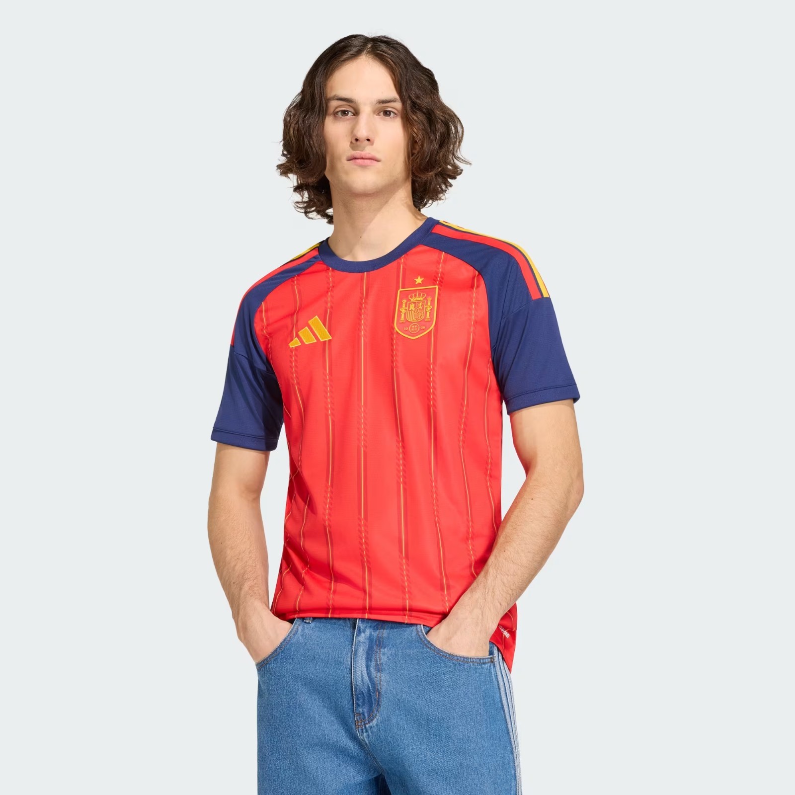 adidas Spain Soccer Team 26 Home Authentic Red Classic Jersey Top Size LARGE gallery