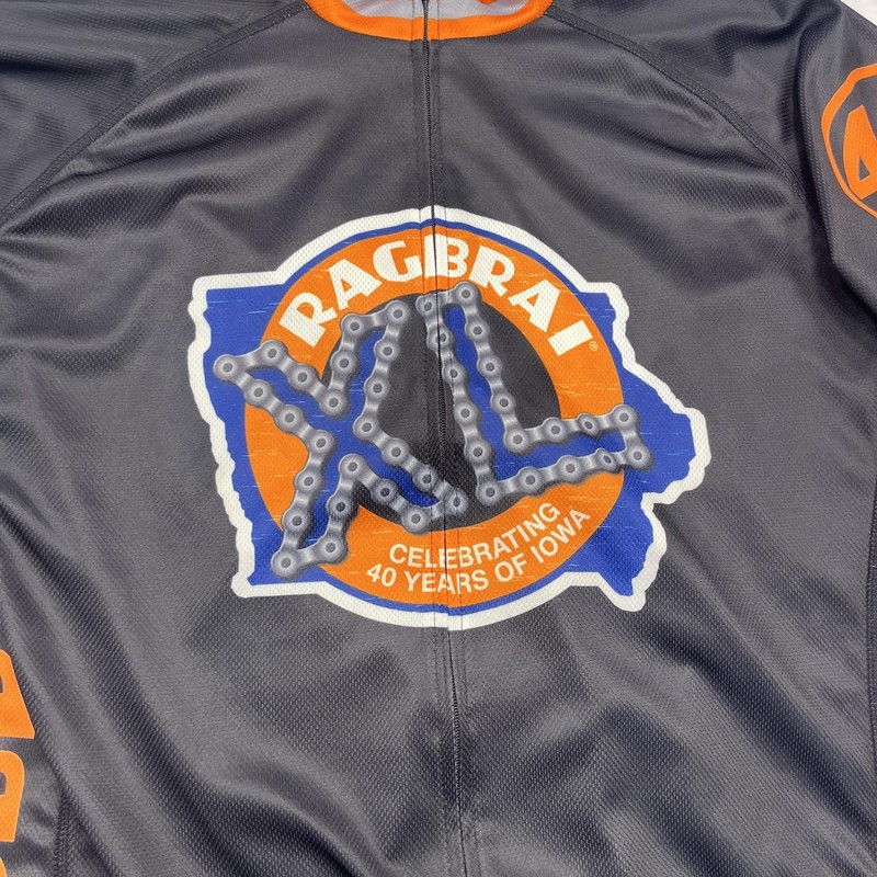 RAGBRAI XL 40 Years Jersey Mens Large Black Orange Primal Full Zip Cycling Bike gallery