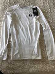 NWT Under Armour ColdGear Armour Fitted White Long Sleeve Base Layer S (0262)