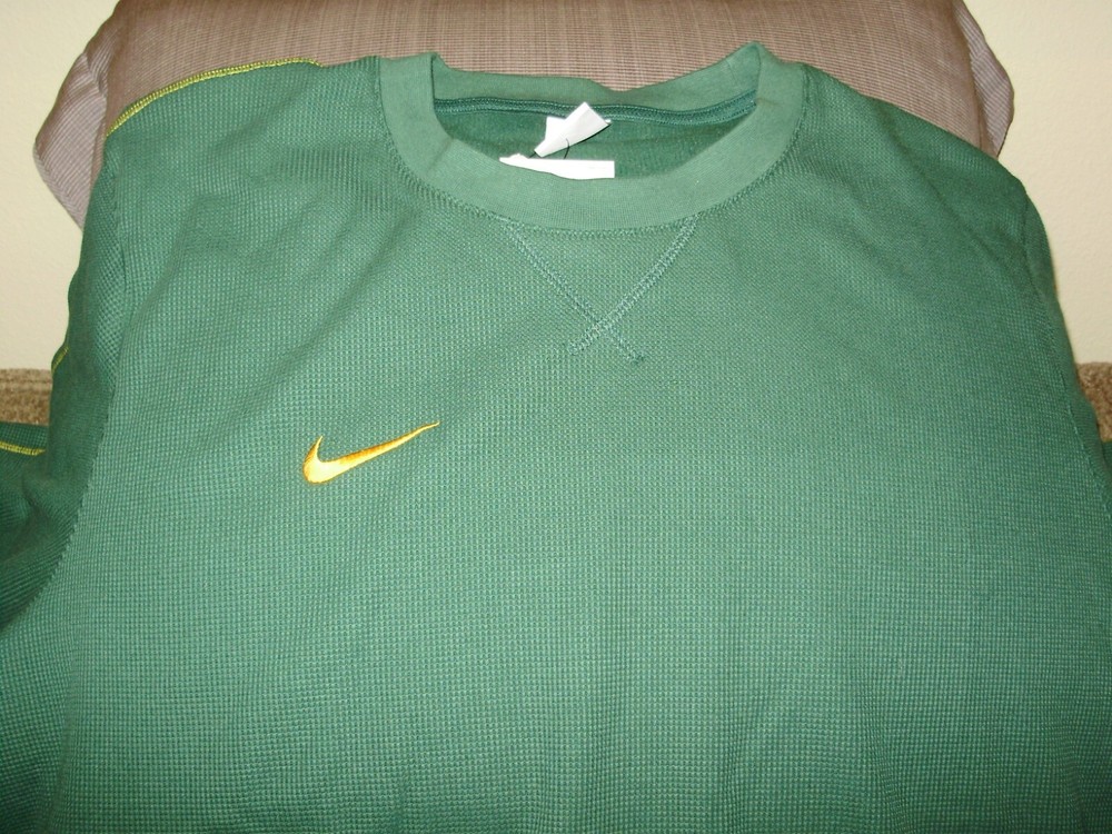 NIKE FJ9547-342 Green Gold Crew Pullover Fleece L/S Thick Top Men's 2XL