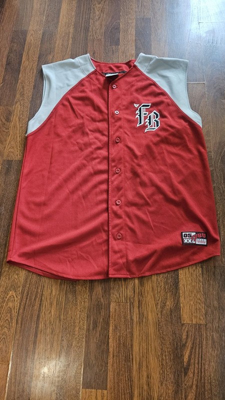 FUBU Men Official All Star Button-Up Jersey Shirt Gray Red XXL Sleeveless 05 LG gallery