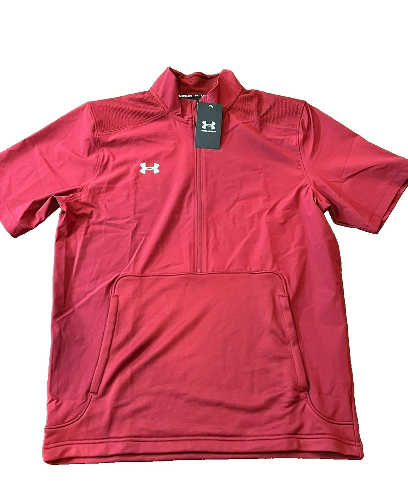 Under Armour Red 87% Polyester 13% Elastane Short Sleeve Athletic Shirt Medium