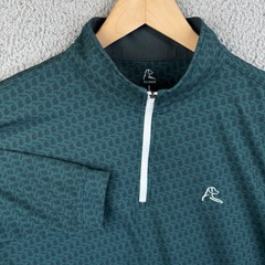 Rhoback 1/4 Zip Pullover Mens Large Green ‘The Mitten’ Michigan All Over Print