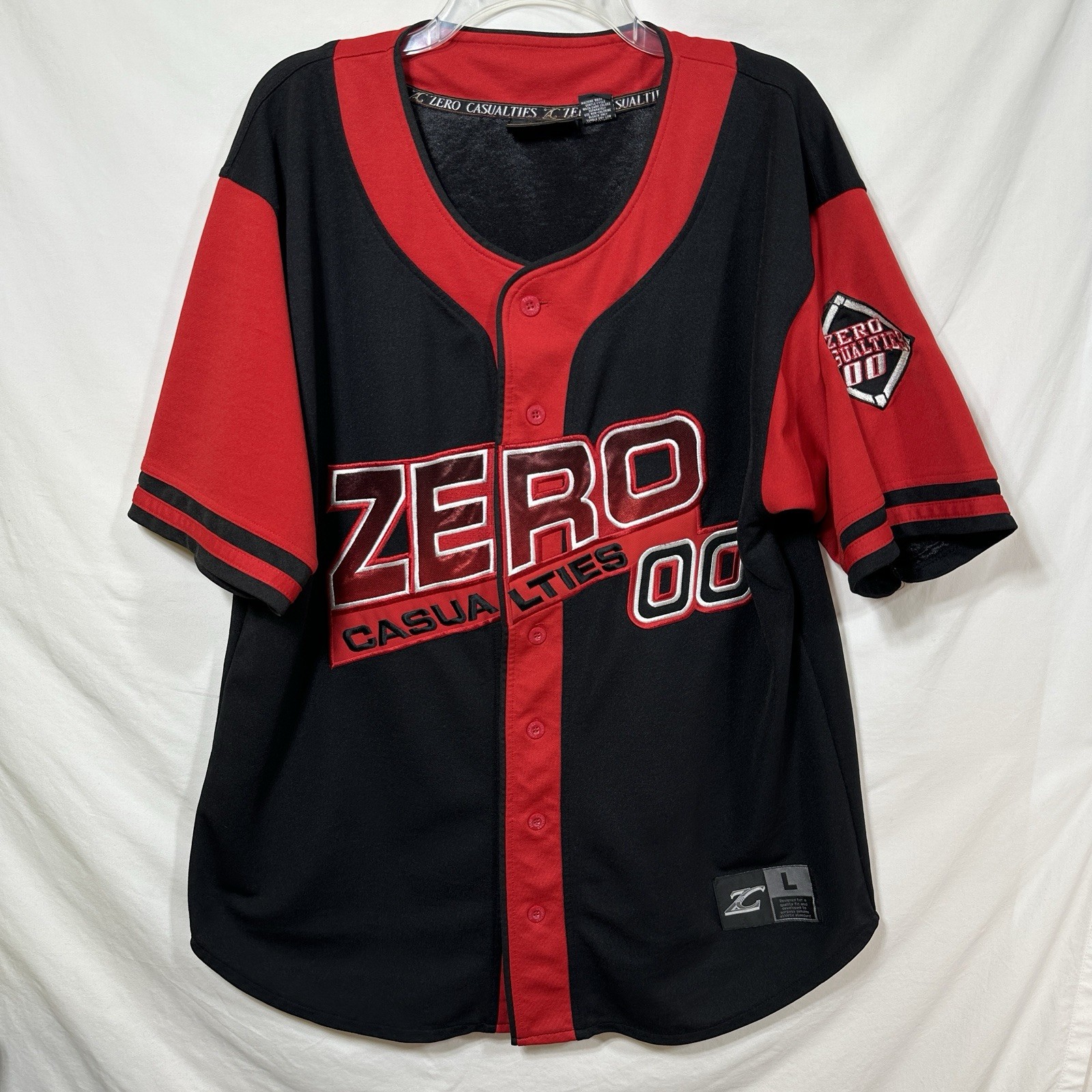 Vintage Zero Casualties 00 Large Baseball Jersey Y2K Streetwear Embroidered L gallery