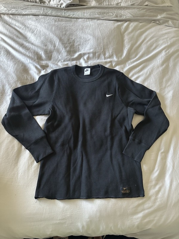 Mens Nike Life Long-Sleeve Heavyweight Waffle Top DX0894-010 - Black Size Large gallery