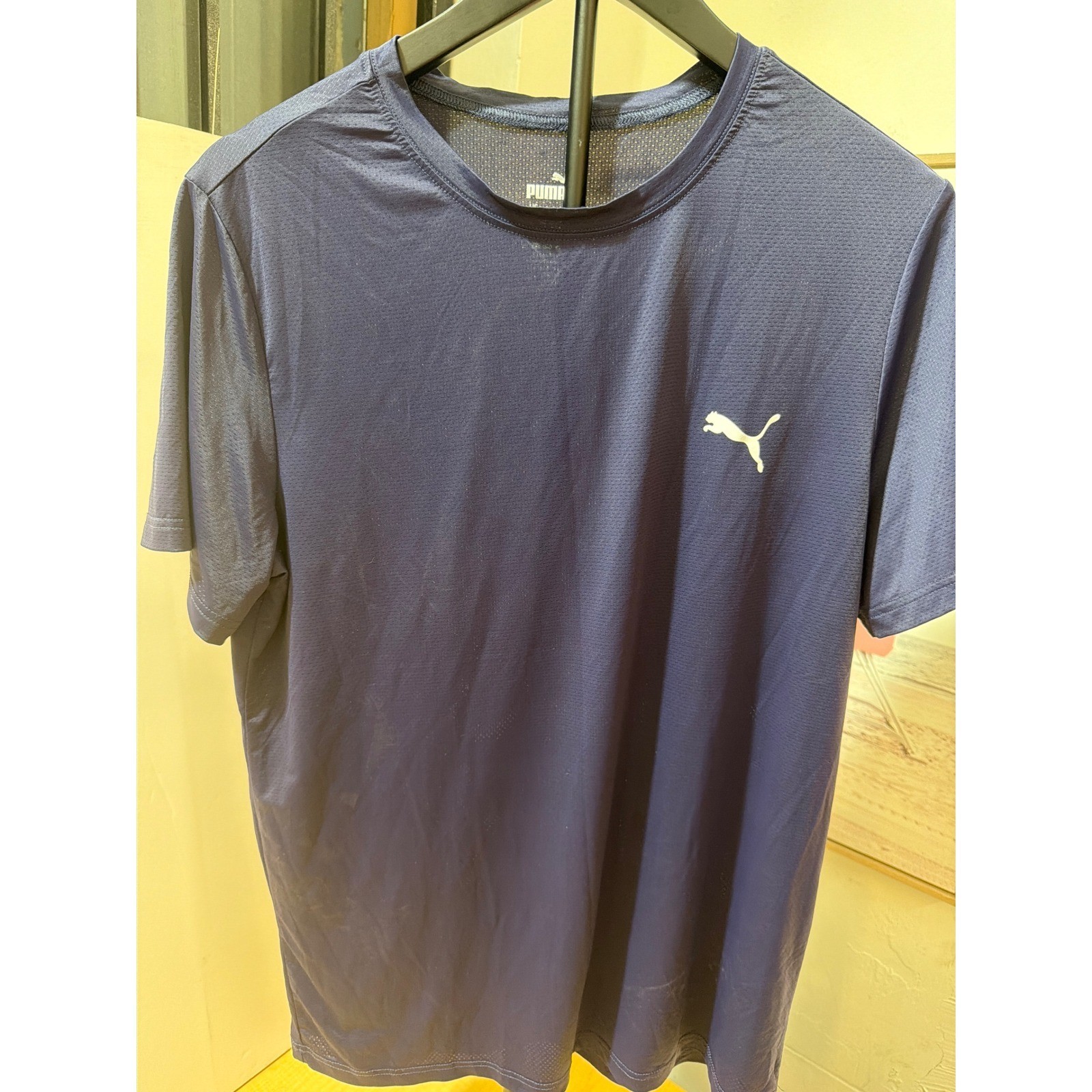 Puma Mens Active Training T-Shirt Navy Blue Mesh Performance Gym Top Size Small gallery