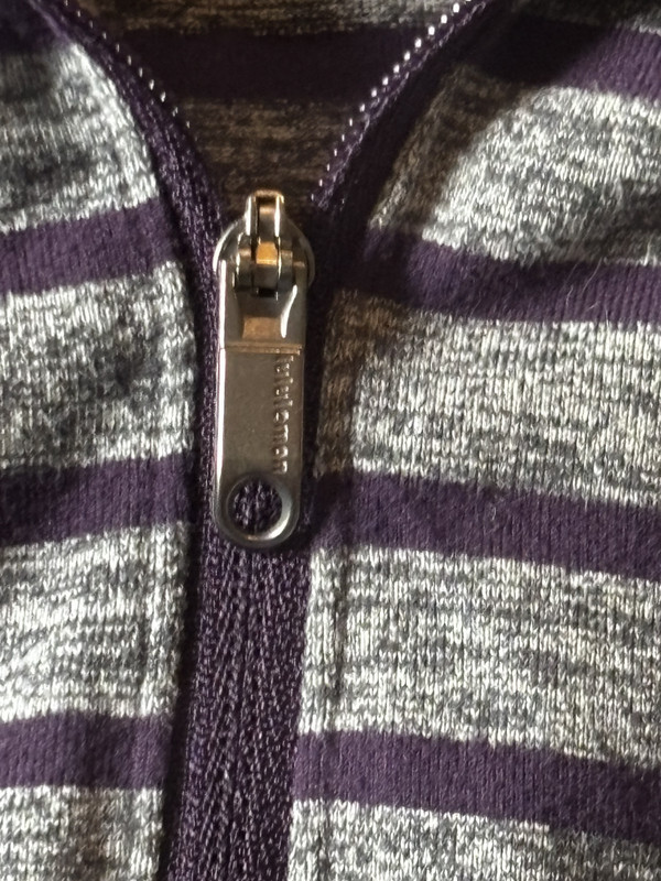 Lululemon Sweater Mens Medium Purple Gray Striped Pullover 1/4 Zip Stretch gallery
