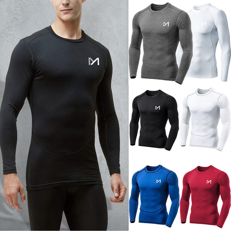 Men's Compression Shirt Long Sleeve Athletic Workout T-Shirts Top Active Sport gallery