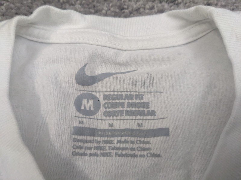 Nike Swim Men's Shirt Medium Crew Neck Short Sleeve White Spellout gallery