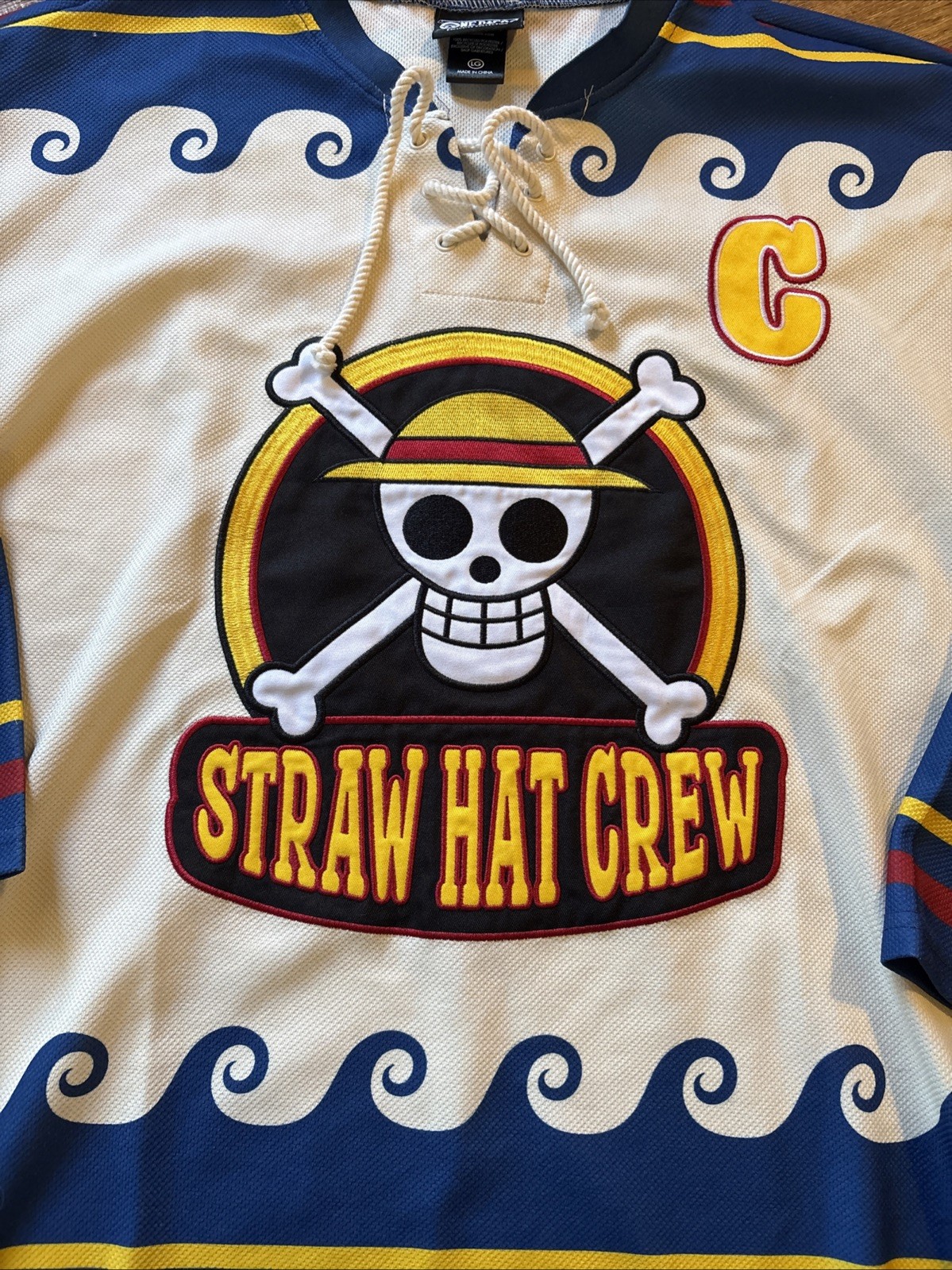IN STOCK One Piece Straw Hat Crew Hockey Jersey Luffy 56 BoxLunch size Large 11 gallery
