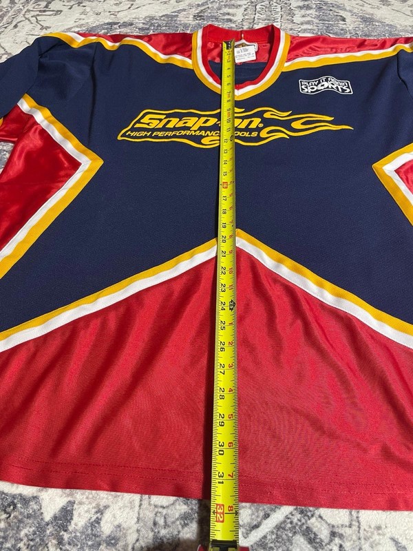 Snap-On Sports Jersey Size XL Red Blue Yellow Number 19 gallery