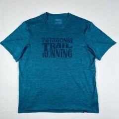 Patagonia Capilene Daily Trail Running Shirt Mens Large Blue Heathered Graphic
